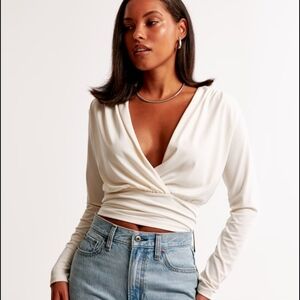 Abercrombie & Fitch White V-Neck Blouse